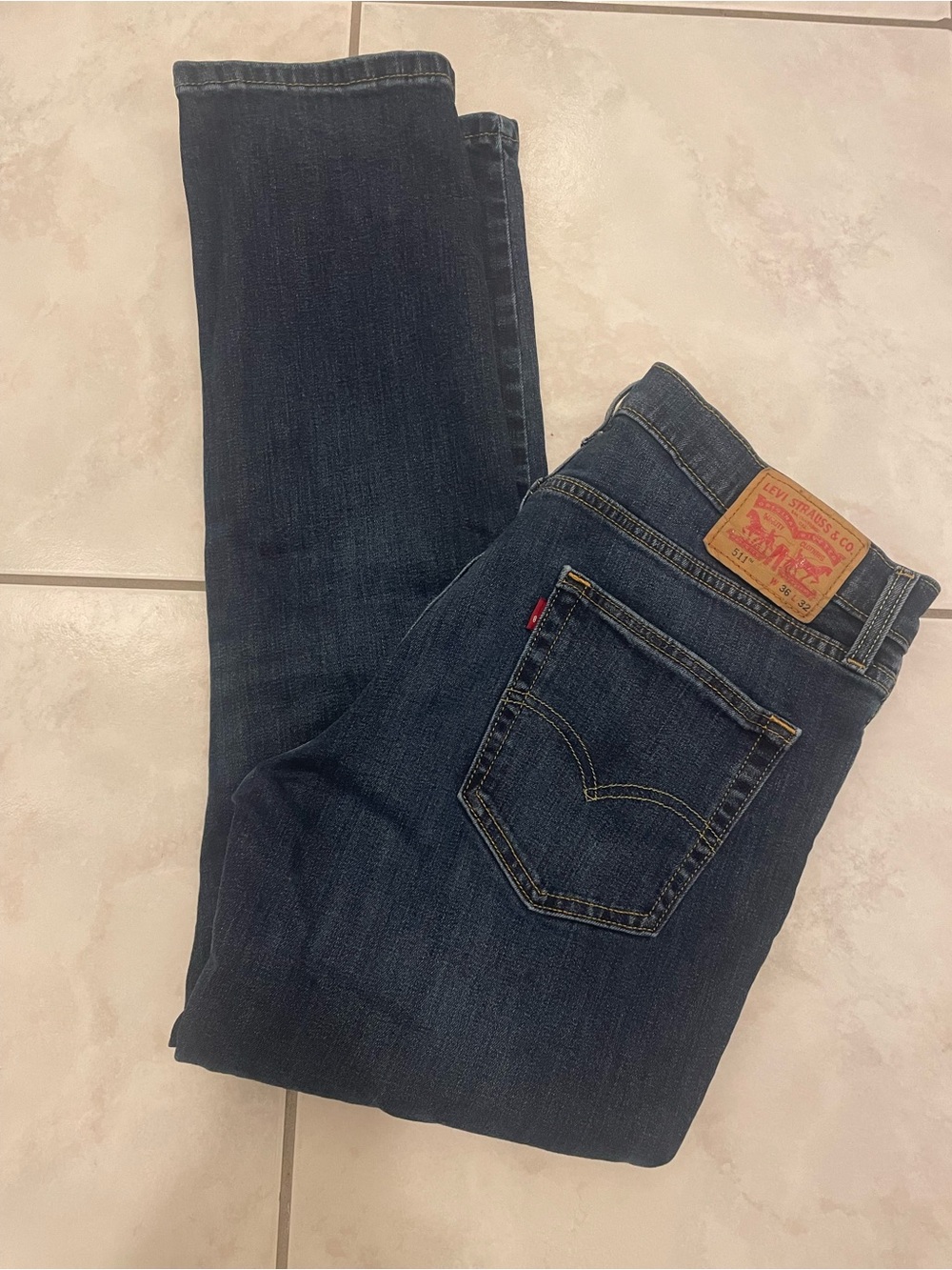 Levi's 511 Slim Fit Stretch Jeans Men's 36x32 Dark Wash Blue